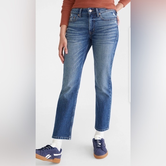 Aeropostale Dark Blue Mid Rise Straight Crop Leg Jeans